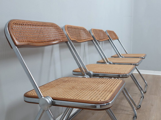 Image 1 of Set aus 4 Plia-Stühlen aus Holz und Wiener Stroh von Castelli aus den 1970er Jahren