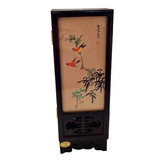 Image 1 of Vintage Chinese silk table divider