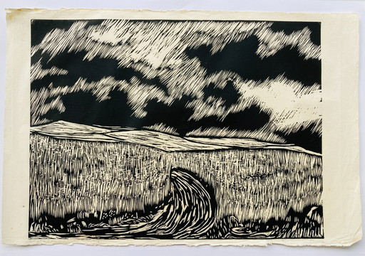 Libbe Venema - Vintage Linocut Landscape - 1980s