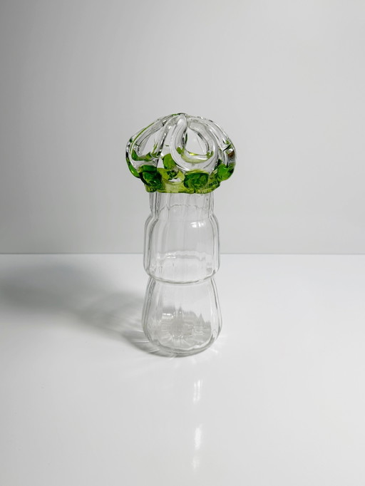 Vintage Murano Glass Vase Art Nouveau Vase 1900 1910 Clear Transparent Swirl Hyacinth