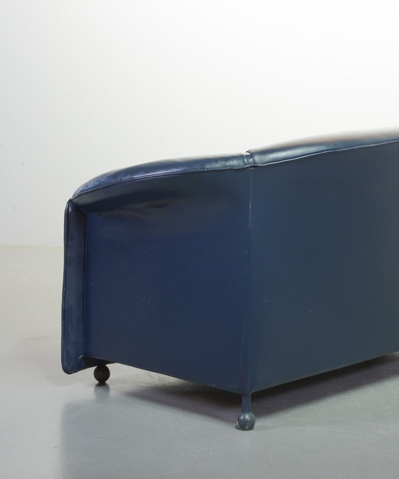 Image 1 of Wittmann Petrol Blue Soft Leather Two-Seat Sofa, Model Aura Designed by Paolo Piva. Austria, 1980s.