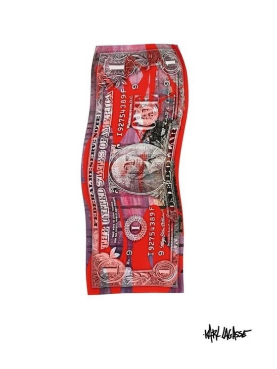Image 1 of Karl LAGASSE - One Dollar in my red canvas - Impression plexiglas