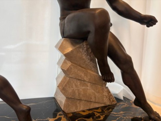 Image 1 of Large and Exceptional Art Deco Sculpture by Limousin: The Archer and the Mentor