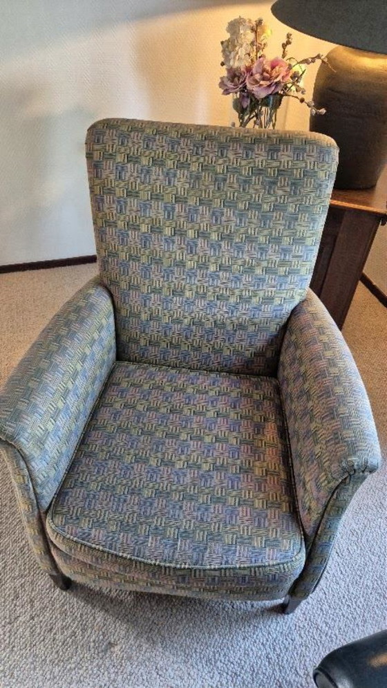 Vintage Designer Wingback Armchair with Oak Legs – Koekoek, Textile (photo 3 of 21)