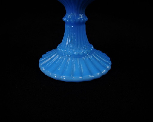 Bonbonnière en opaline de foire bleu de Portieux Vallerysthal Art Deco