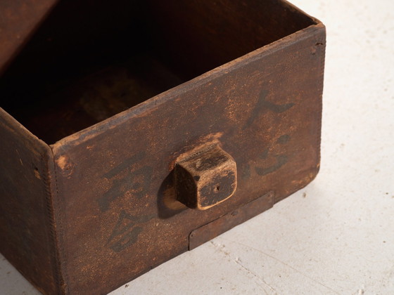Ancienne mesure à grain Dou en bois d'orme, Chine, circa 1900, Objets déco, Fer, Marron, Rustic (photo 7 sur 11)