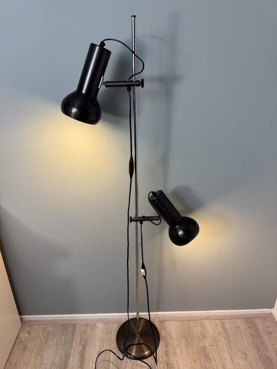 Lampadaire Vintage Design Danois - Mid-Century Avec Abat-Jour Réglables – Metal, Chrome (photo 11 of 13)