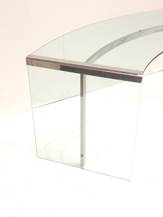 Image 1 of Scrivania direzionale di design italiano / Scrivania in vetro di sicurezza progettata da Pierangelo Gallotti per Gallotti &amp; 