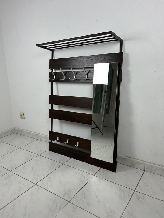 Image 1 of Vintage wall coat rack with mirror and hat rack