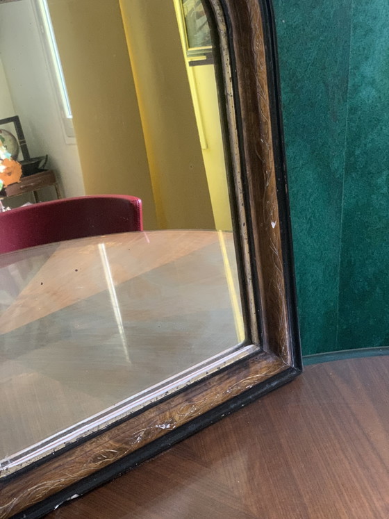 Franse spiegel uit de periode van Louis-Philippe — Zeldzame gegraveerde bladmotieven — Origineel glas — (photo 8 of 16)