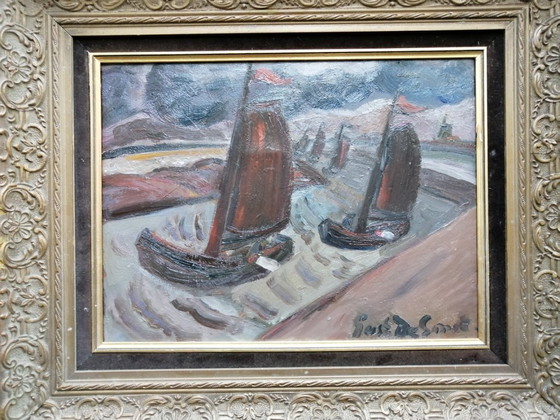 Gustave Franciscus De Smet "Fishing Boats on the River" oil on canvas – Paintings & Drawings (photo 2 of 7)
