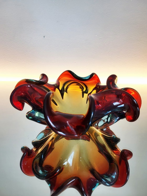 Image 1 of Bol de cristal multicolor de Murano, técnica Somserso, Italia, década de 1970.