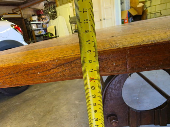 Robust Industrial Dining Table XL with Machine Legs – Cast Iron, Wood (photo 6 of 6)