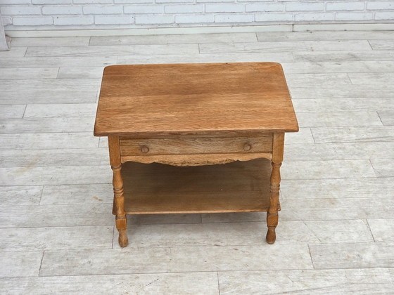 Anni '70, Tavolino scandinavo con cassetti, legno massello di rovere, rattan. – Tavolini (photo 11 of 21)