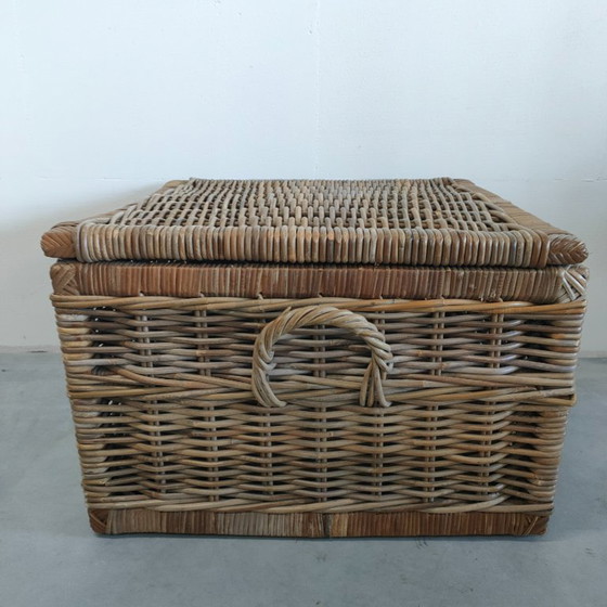 Vintage rattan/rieten 'Boho chic / Riviéra Maison' stijl mand/salontafel dekenkist – Opbergkast, Other (photo 5 of 10)
