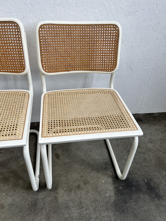 Image 1 of Six Vintage Cesca Design Chairs, White Finish, 1980's