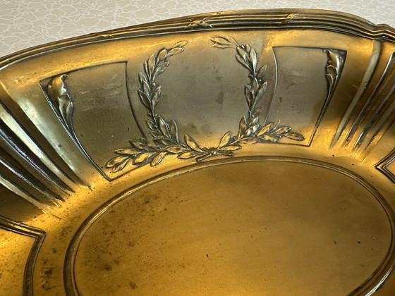 Coupe de centre de table ancienne en laiton, Vers 1900, Accessoires de table, Métal, Doré (photo 6 sur 15)