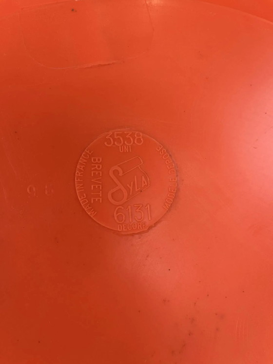 Vintage oranje spiegel – Plastic (photo 7 of 8)
