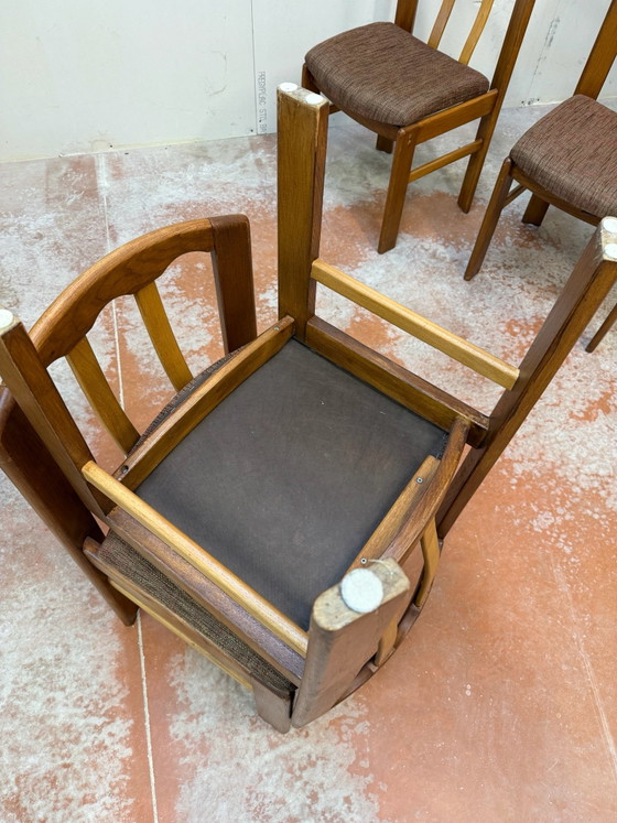 Set di 4 sedie di design scandinavo in olmo massiccio vintage degli anni '70, Sedie da pranzo, Legno, Marrone (foto 8 di 15)