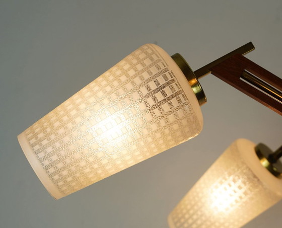Image 1 of Lámpara de techo Sputnik de 8 luces, mediados de siglo, de teca, latón y vidrio, de la década de 1960