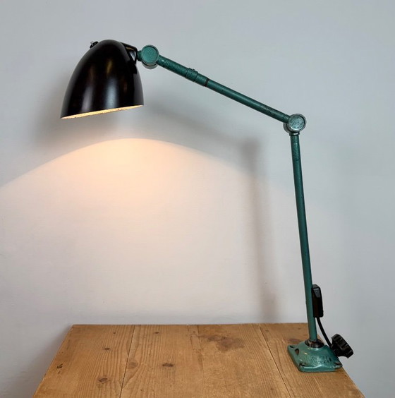 Image 1 of Large Green Industrial Workshop Table Lamp, 1960s