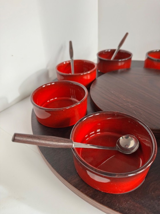 Image 1 of Plateau tournant vintage, service à fondue, service à apéritif, platine.