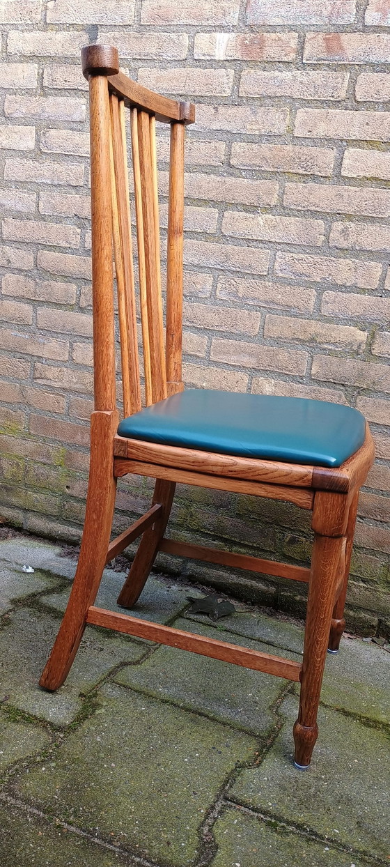 4 chaises de salle à manger anciennes en chêne anglais – Wood, Skai (photo 3 of 9)