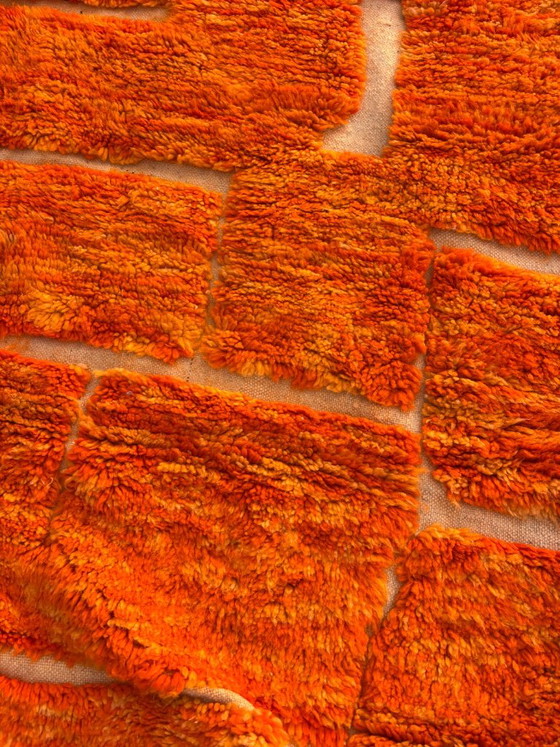 Tapis orange à motif géométrique, Laine (photo 5 sur 12)