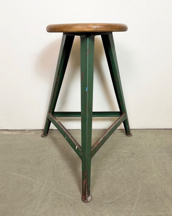Image 1 of Sgabello da officina industriale verde, anni '60