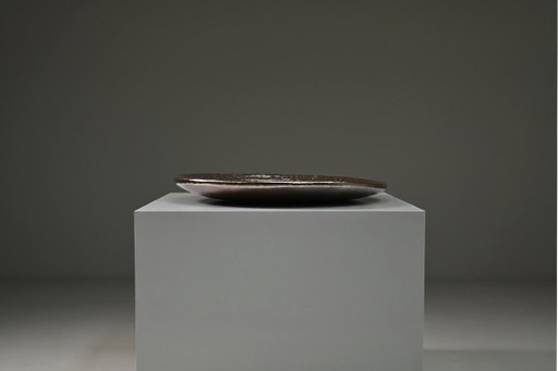 Grande ciotola in ceramica smaltata metallizzata, realizzata a mano, risalente agli anni '80-'90 circa. (photo 2 of 8)