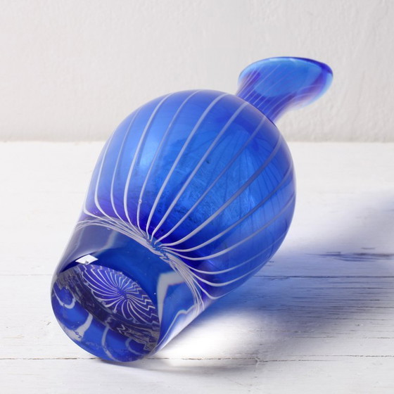 Image 1 of Mid-Century Modern Blue Art Glass Vase: Jan Johansson Orrefors, Sweden
