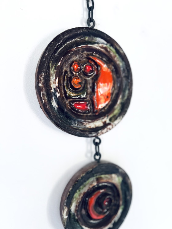 Image 1 of 2x Pendente da parete in ceramica brutalista anni '60