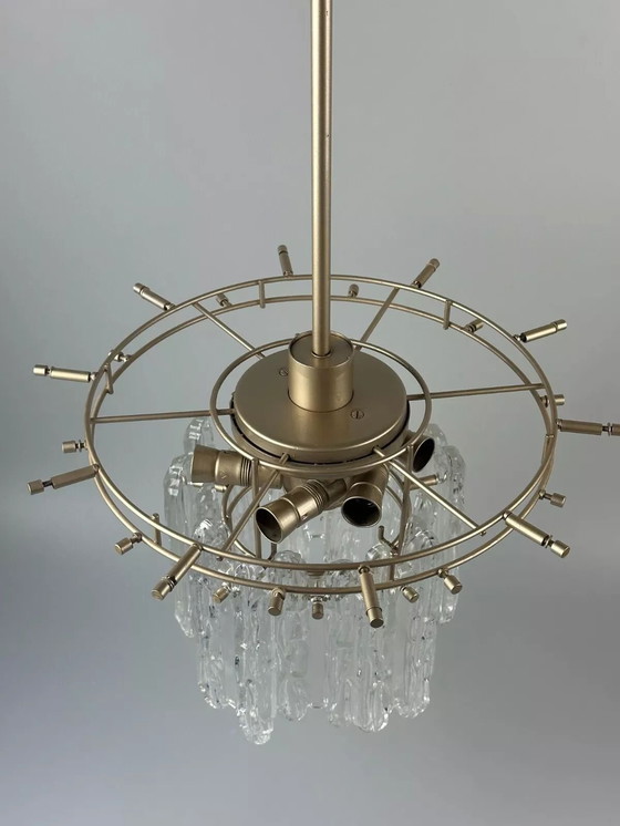 Image 1 of 60s 70s plafondlamp kroonluchter Kinkeldey Duitsland Space Age glas ontwerp