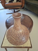 Grande vaso vintage Accolay Francia con Sgraffito ragazza danzante.