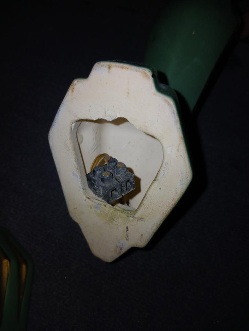 Pair of green ceramic wall sconces from the 1950s/60s