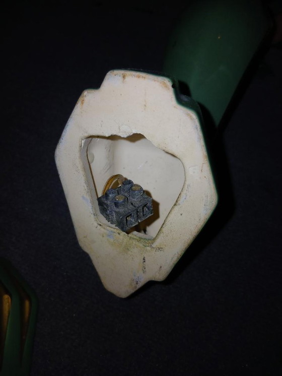 Image 1 of Pair of green ceramic wall sconces from the 1950s/60s