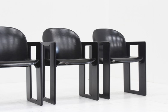 Image 1 of Chaises de salle à manger Dialogo en cuir noir par Afra et Tobia Scarpa pour B&B Italia