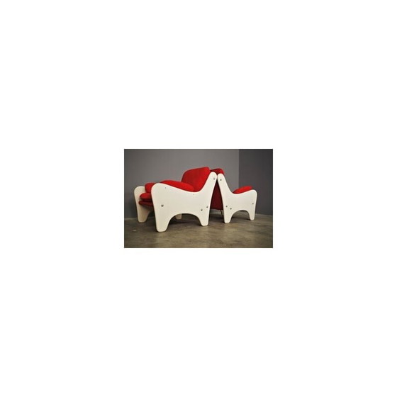 Image 1 of Pair of vintage red armchairs, 1970