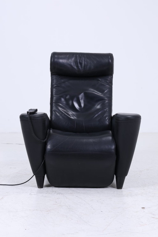 Vintage leather armchair with electric adjustment function | Retro Chair Armchair Black #06-28