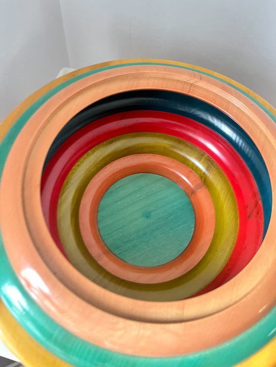 Image 1 of Centrotavola vintage in legno multicolore di Pietro Manzoni – Italia, design anni '70