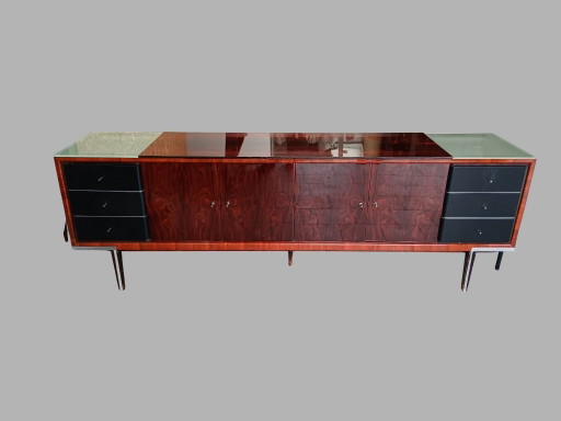 Large Illuminated Rosewood Sideboard with Skai Fronts, 250 cm, 1970s