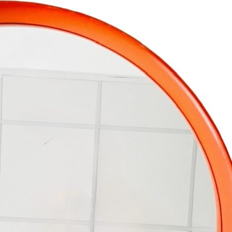 Image 1 of Mid-century space age spiegel oranje hout O.W. Hack 1960's