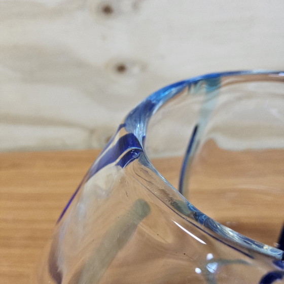 Image 1 of Vintage hand-blown Murano transparent / cobalt blue vase
