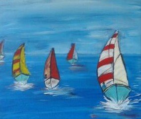 Image 1 of Gemälde "Segel" - 2 Tafeln