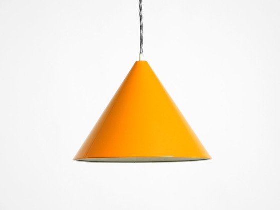 Image 1 of Original 1970s orange metal pendant lamp by Louis Poulsen model Billiard