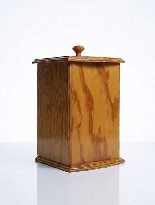 Vintage countertop bread box in varnished pine wood, 1970s-1990s