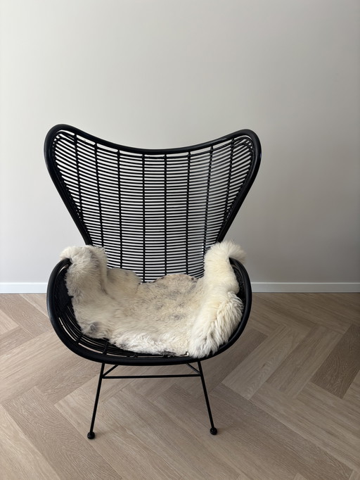 HK Living Rotan Egg Chair Black