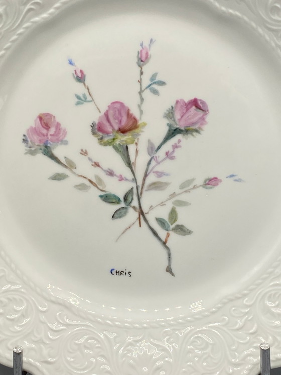 Piatto in porcellana di Limoges, bouquet di rose dipinto a mano, firmato Chris – Oggetti decorativi, Porcelain (photo 2 of 4)