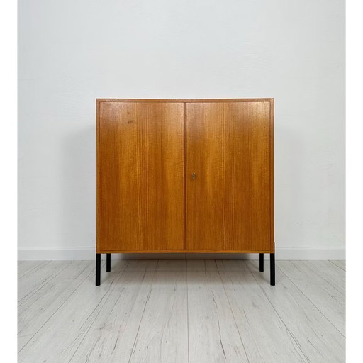 Small Vintage Teak Dresser Cabinet with Metal Legs 60s