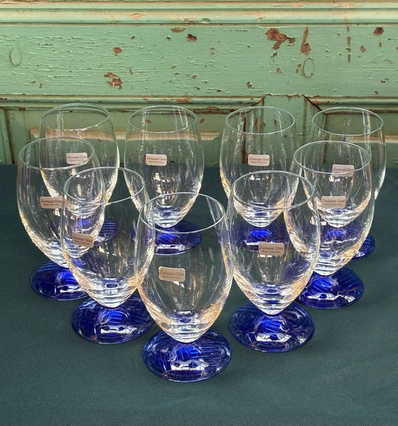 Image 1 of 9x Schott Zwiesel Vintage Glasses on Cobalt Base
